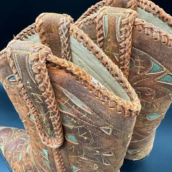 Old Gringo Wyoming Tooled Brown Leather Short Cowgirl Cowboy Western Boots 7.5 - Picture 13 of 16